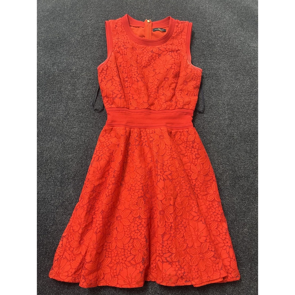 Tommy Hilfiger Dress Womens 8 Red Floral Lace Sleeveless Fit & Flare Party